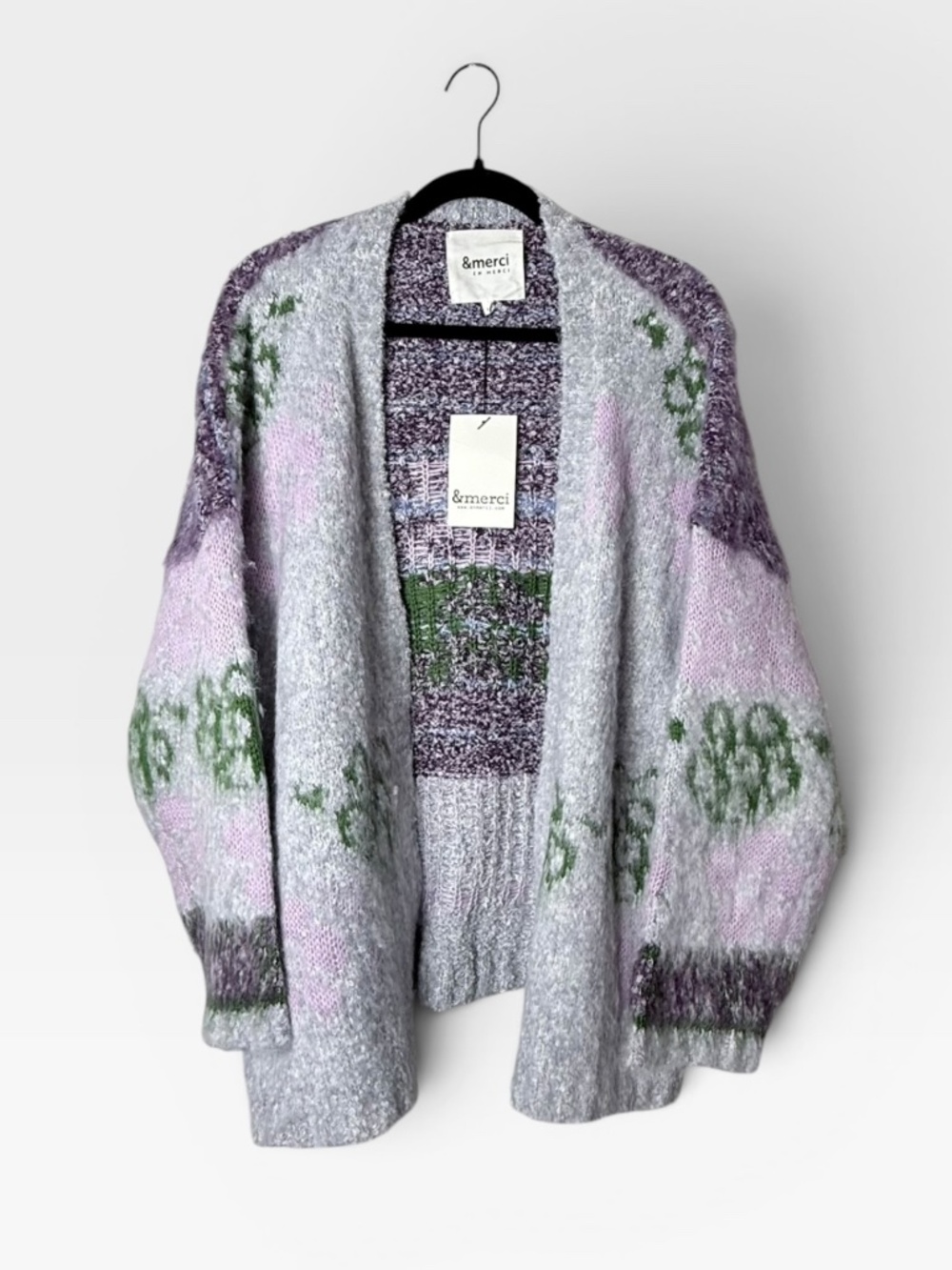 &Merci Soft Purple Floral Cardigan Sweater Size Small NWT (Q)